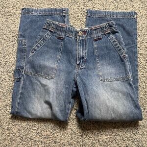 Vintage Limited Too Pants Youth Girls 10 Blue Baggy Wide Leg Cargo Pocket Y2k